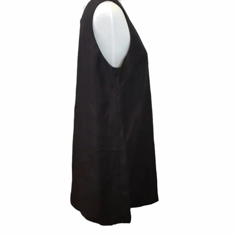 Eddie Bauer 14 career black linen blend sleeveless dress - Picture 3 of 4